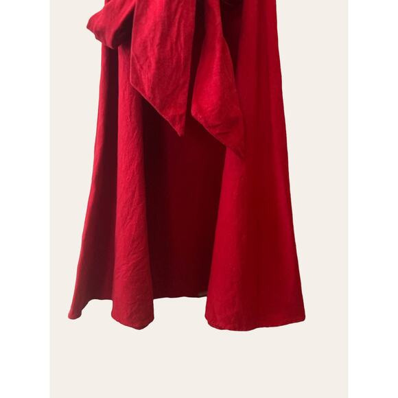 Zara Red Off-The-Shoulder Ruffle Smocked A-Line Belted Mini Dress Size XS - Picture 3 of 6